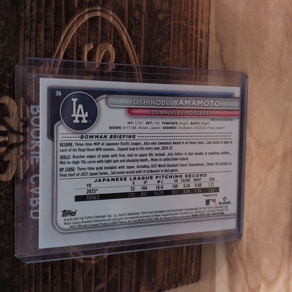 2024 Bowman Yoshinobu Yamamoto Rookie Card Dodgers World Series MVP - Picture 2 of 2